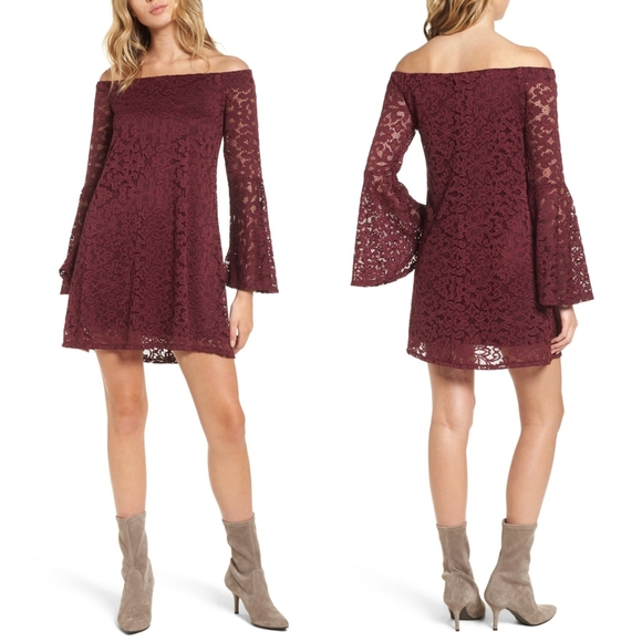 As U Wish Dresses & Skirts - 🎀NWT🎀As U Wish Lace Bell Slv Off Shoulder Dress